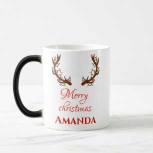 Personalised reindeer- Merry christmas Magic Mug