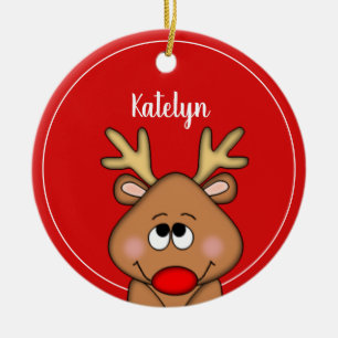 Personalised Reindeer Merry Christmas Year Ceramic Tree Decoration