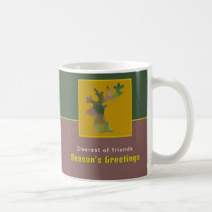 Personalised Reindeer Pine Green Holiday Elegant Coffee Mug