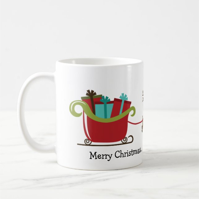 Personalised Reindeer Sleigh Mug (Left)