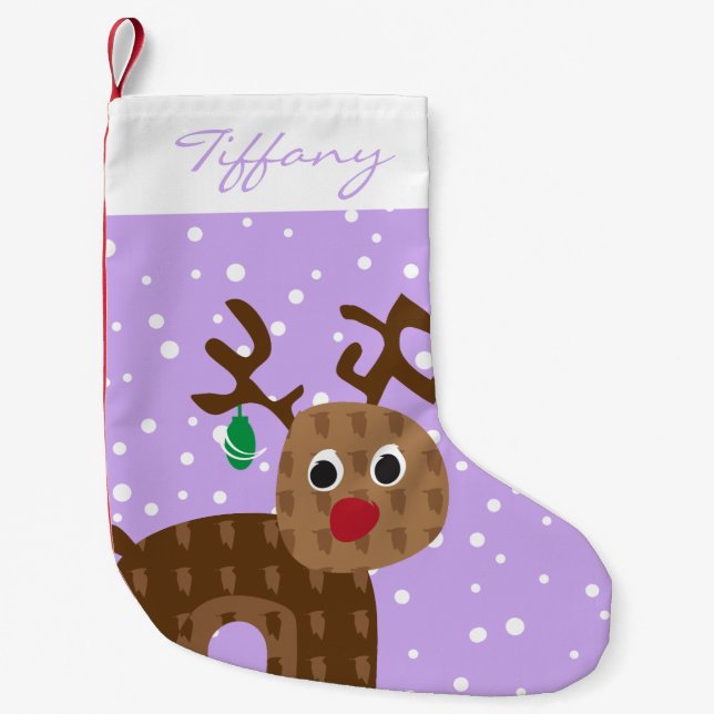 Personalised Reindeer Small Christmas Stocking (Front)