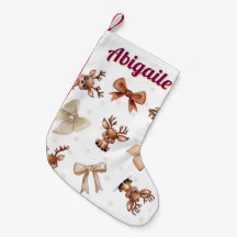 Personalised Reindeer with Bows Coquette Stocking