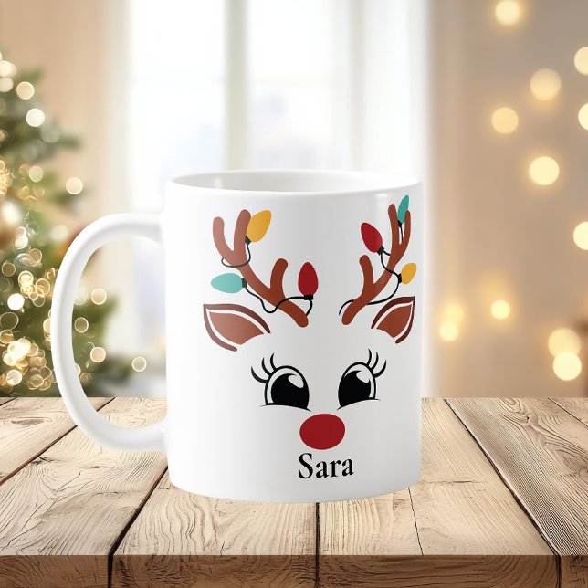 Personalised Reindeer with Lights Christmas Mug (Personalised Reindeer with Lights Christmas Mug
)