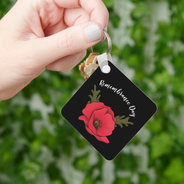 Personalised Remembrance Day Red Poppy Keychain (Hand)