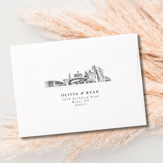 Personalised Reno Skyline Sketch Envelope (Reno mailing envelope)