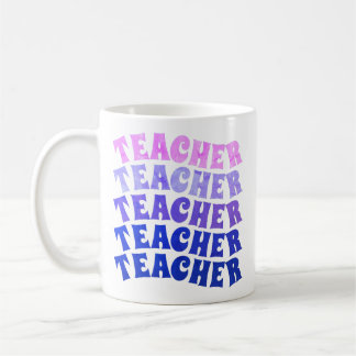 Personalised Repeat Wavy Teacher Coffee Mug