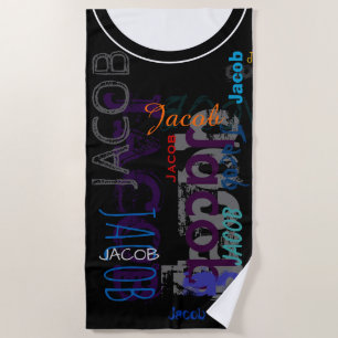 Personalised repeating name 5 letters Beach Towel