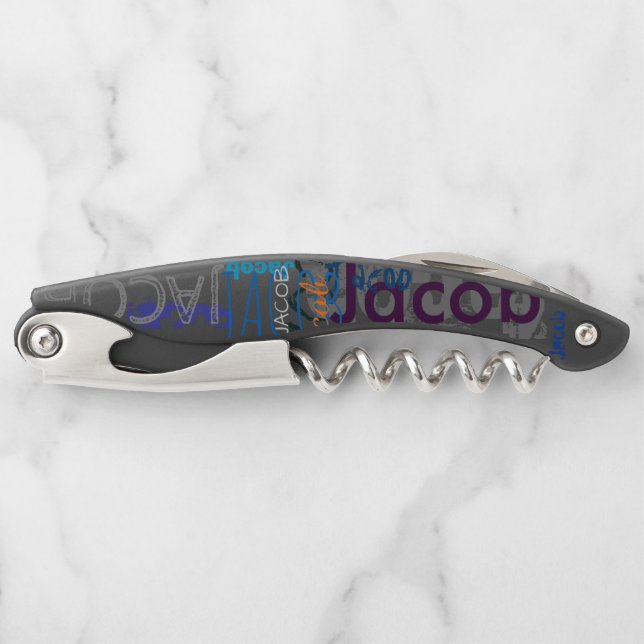 Personalised repeating name 5 letters Corkscrew (Front)