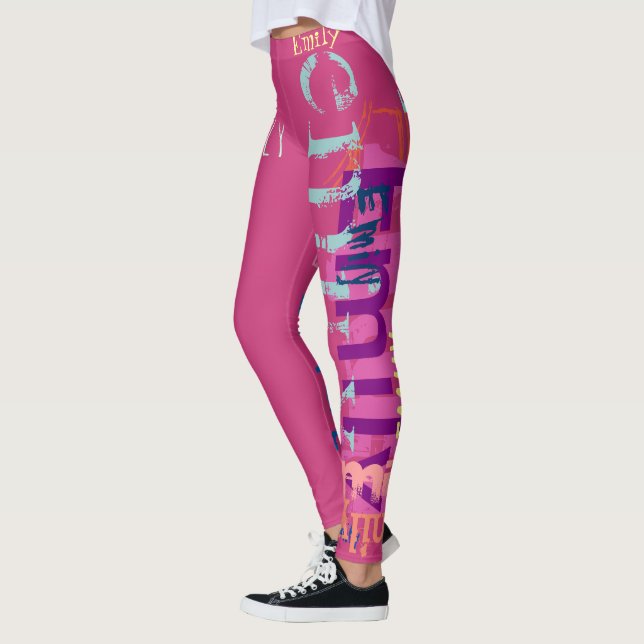 Personalised Repeating name 5 letters Leggings (Left)