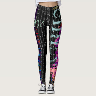 Personalised Repeating name 5 letters Music Notes Leggings