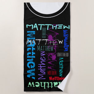 Personalised repeating name 7 letters Beach Towel