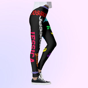 Personalised Repeating Name Black Bold Leggings