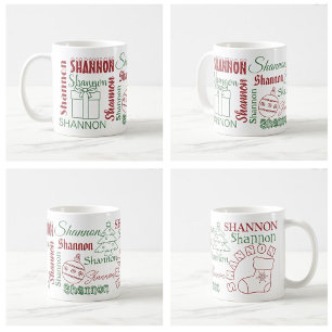 Personalised Repeating Name Christmas Mug