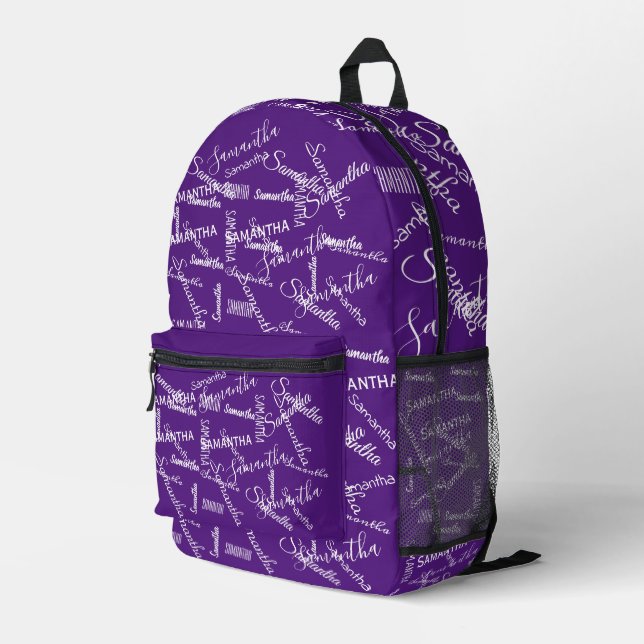 Personalised Repeating Name Monogram Printed Backpack (Back Corner Right)