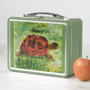 Personalised Reptile Animal Art Tortoise Metal Lunch Box