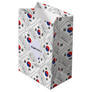Personalised Republic Korea South Flag Tiled Medium Gift Bag