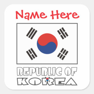 Personalised Republic of Korea Flag Square Label