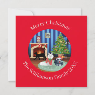 Personalised Rescue Cat Christmas Holiday Card