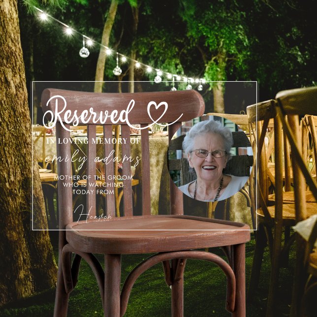 Personalised Reserved Seat Memorial Wedding Photo  Acrylic Sign (Creator Uploaded)