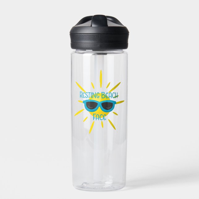 Personalised Resting Beach Face Funny  Water Bottle (Front)