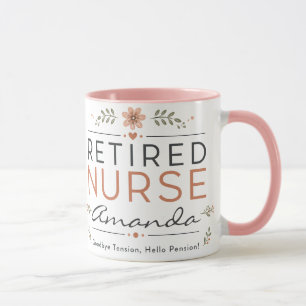 Personalised Retired Nurse Floral Coffee Mug
