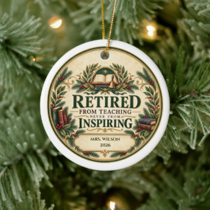 Personalised Retired Teacher Inspiring Gift Ceramic Tree Decoration
