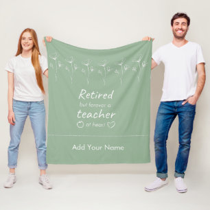 Personalised Retired Teacher Sage Green White Fleece Blanket