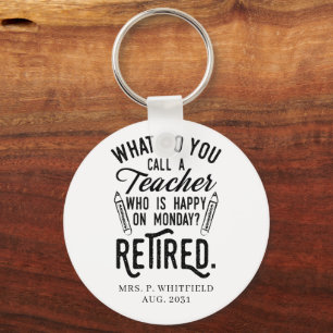 Personalised Retired Teacher School Principal Key Ring