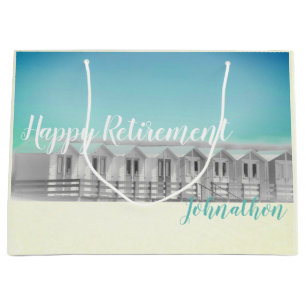 Personalised retirement beach hut large gift bag
