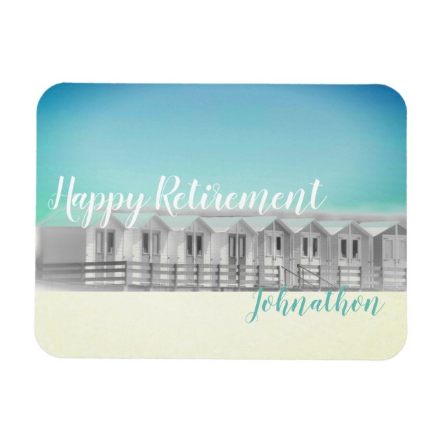 Personalised retirement beach hut  magnet (Horizontal)