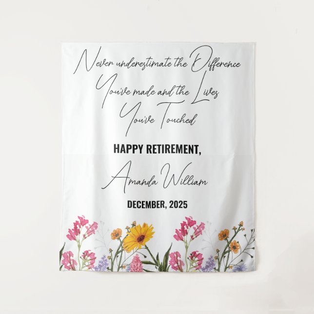 Personalised Retirement Blanket flower Custom Gift Tapestry (Front)