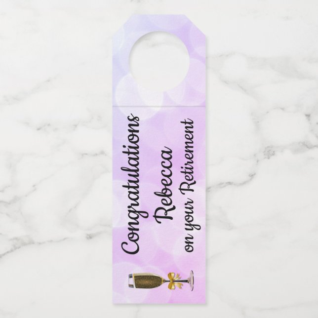 Personalised Retirement design Bottle Tag (Front)