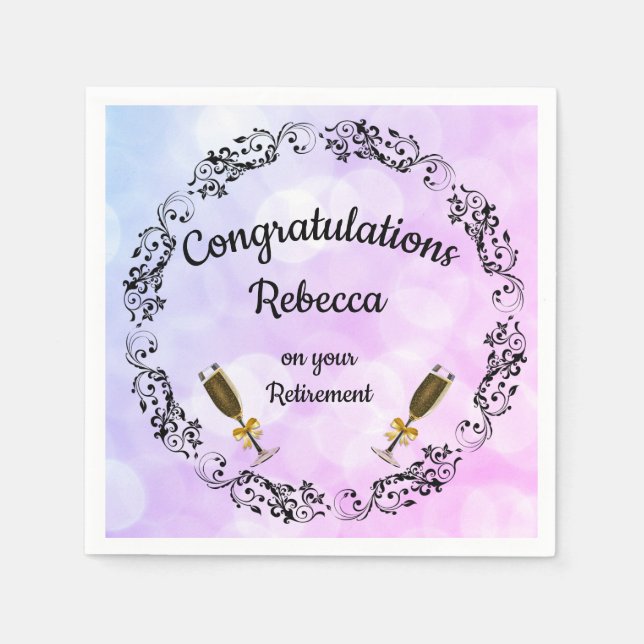 Personalised Retirement design Napkin (Front)