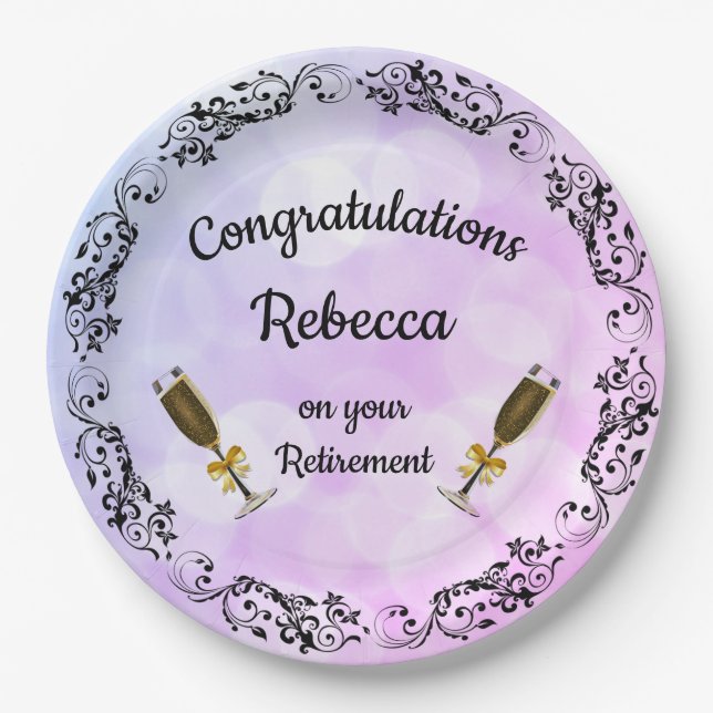 Personalised Retirement design Paper Plate (Front)