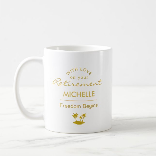 Personalised Retirement Freedom Begins Coffee Mug (Left)