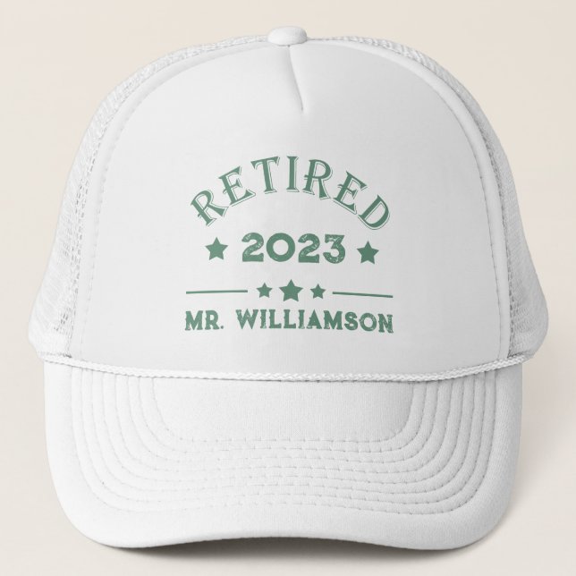 Personalised retirement gift idea trucker hat (Front)