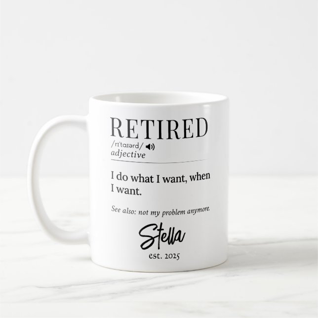 Personalised Retirement Gift – Retired Definition Coffee Mug (Left)