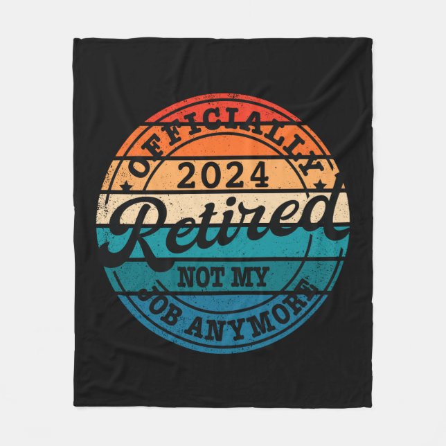 Personalised retirement officially retired vintage fleece blanket (Front)