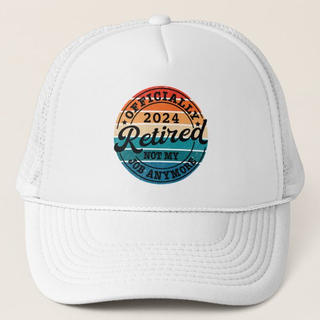 Personalised retirement officially retired vintage trucker hat (Front)