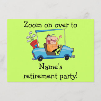 Personalised Retirement Party Inviation, Golf Cart Invitation
