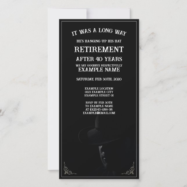 Personalised Retirement Party Invitation Dark Them (Front)