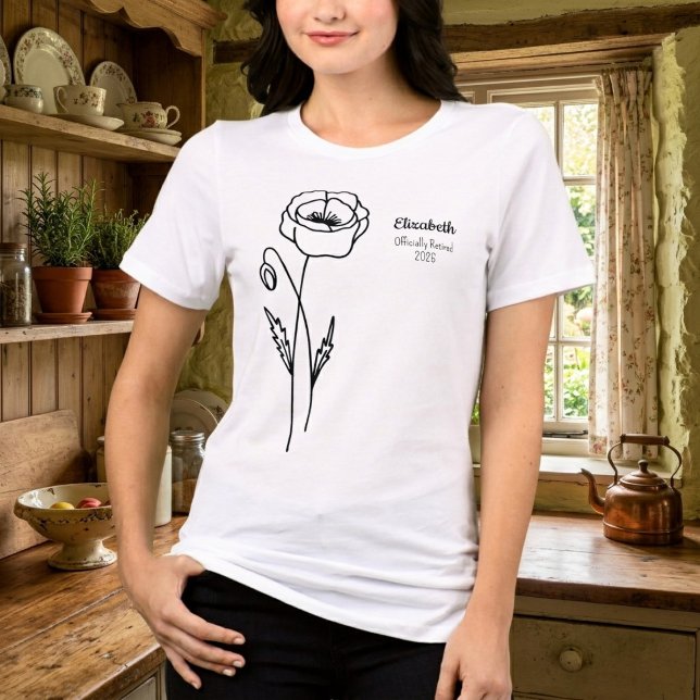 Personalised Retirement Poppy  T-Shirt (Poppy design retirement t-shirt.)