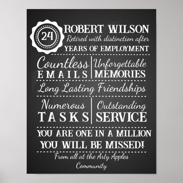 Personalised Retirement Poster Print (Front)