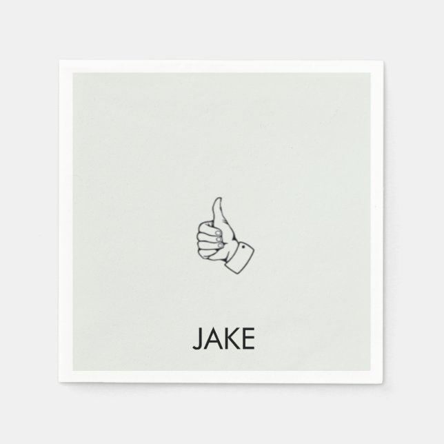 Personalised Retirement Sage Thumbs Up Cocktail II Napkin (Front)