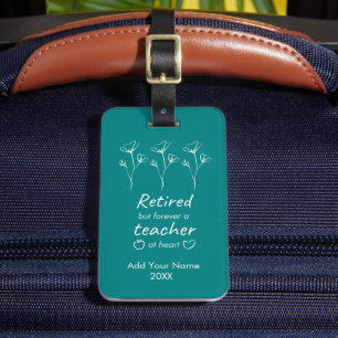 Personalised Retirement Teacher Teal Monogram Luggage Tag