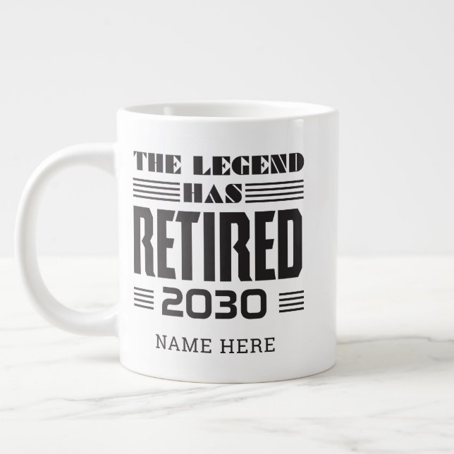 Personalised Retirement The Legend Has Retired Large Coffee Mug (Left)