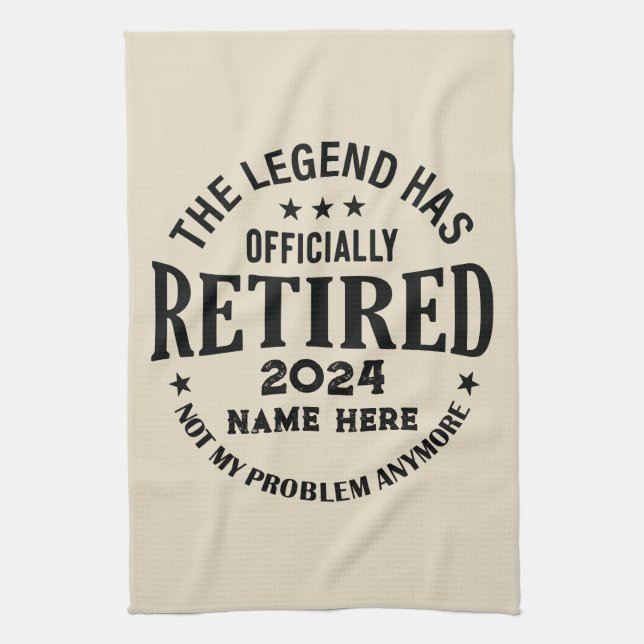 Personalised retirement The Legend has retired Tea Towel (Vertical)