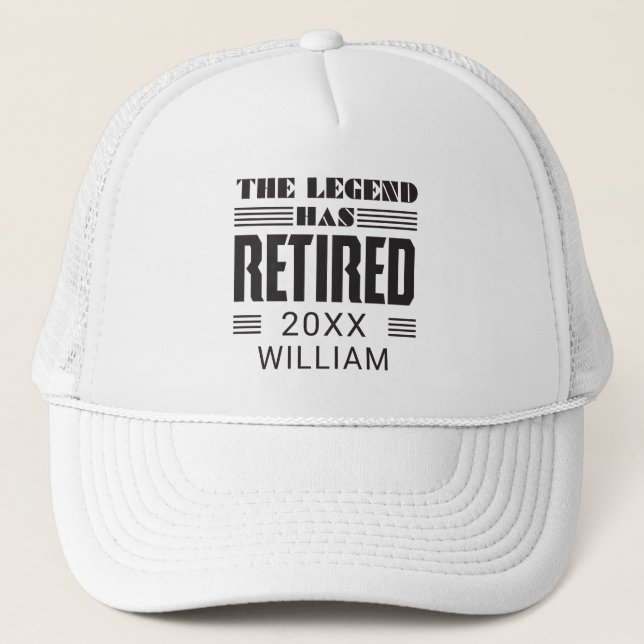 Personalised Retirement The Legend Has Retired Trucker Hat (Front)
