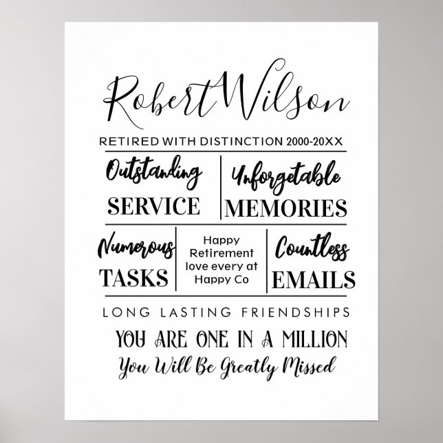 Personalised Retirement white Poster Print (Front)