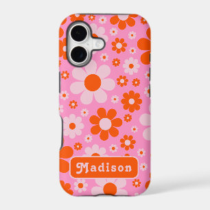 Personalised Retro 70’s Vintage Daisy Orange Pink